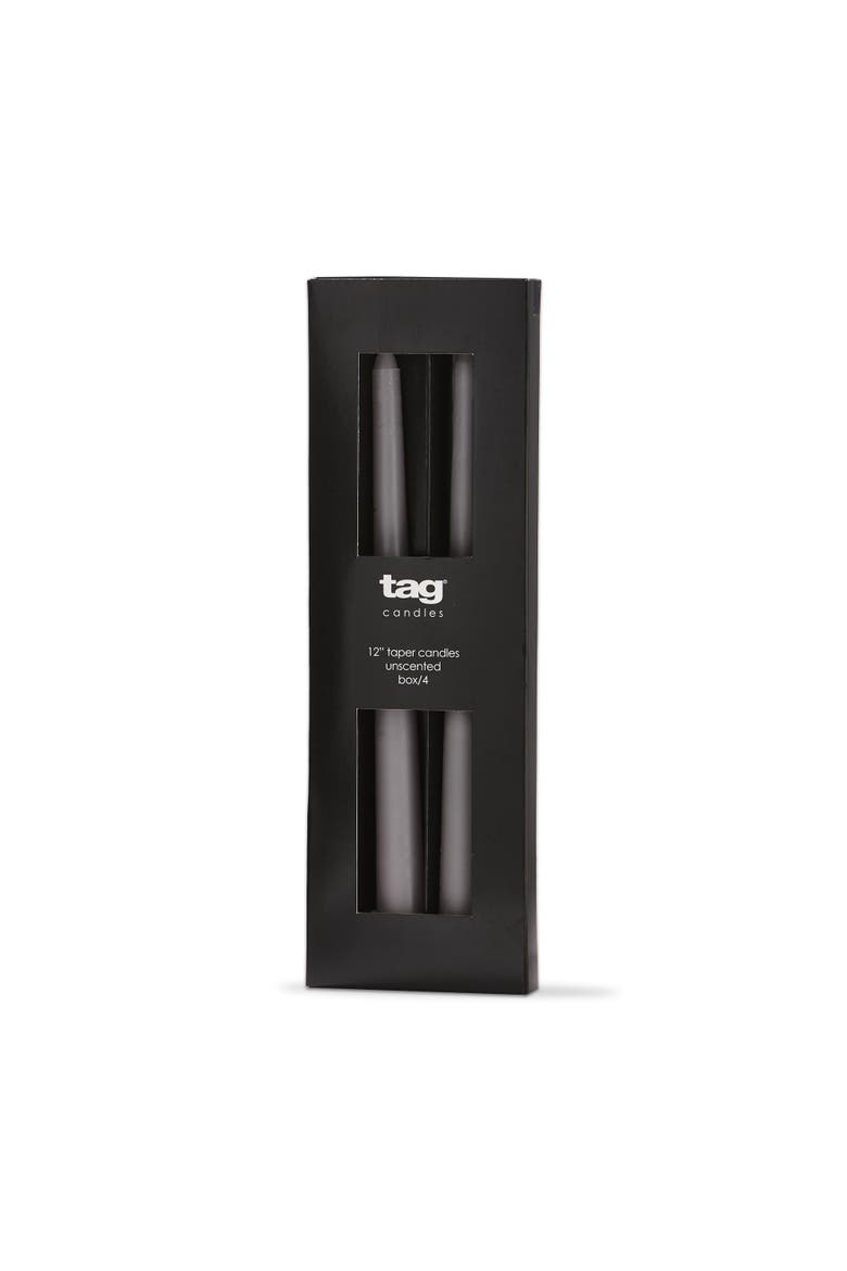 Color Studio Traditional Taper Unscented Candle Set of 4, Main, color, Gray