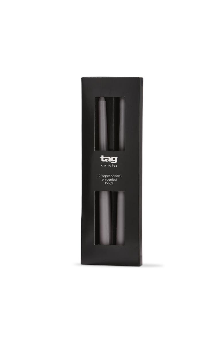 tag Color Studio Traditional Taper Unscented Candle Set of 4, Main, color, Gray