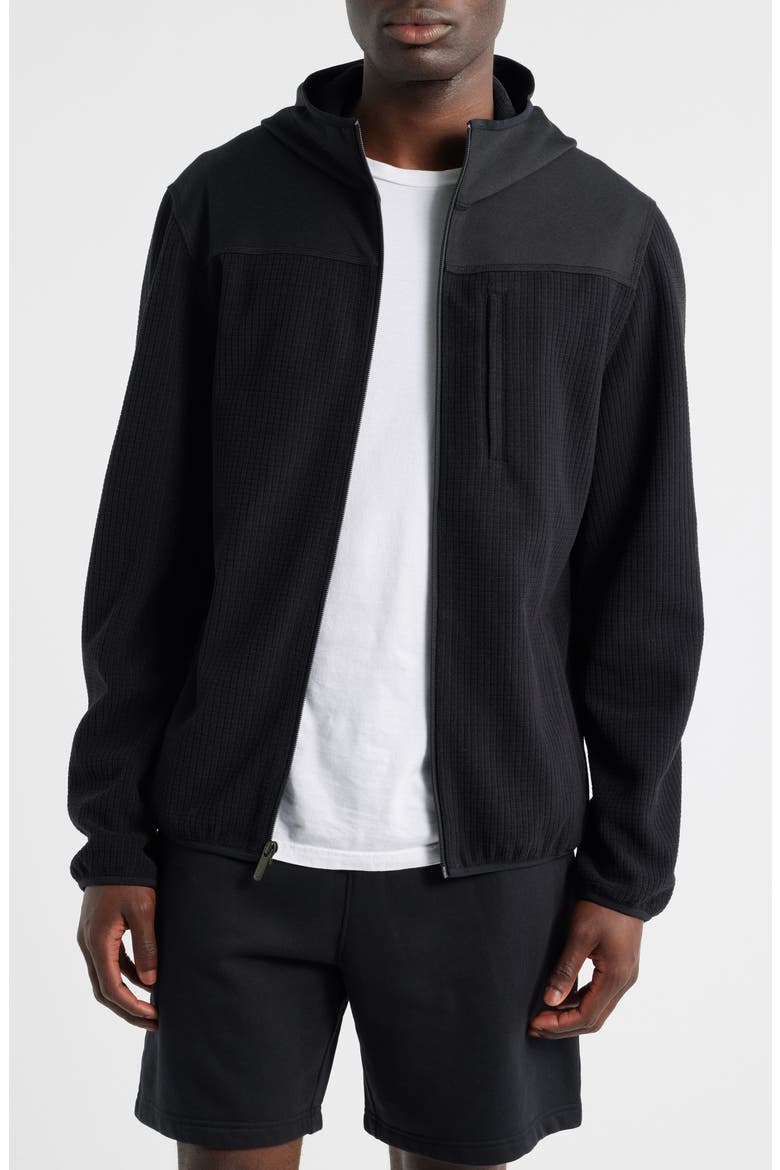 Full Zip Grid Fleece Jacket, Main, color, BLACK CAVIAR