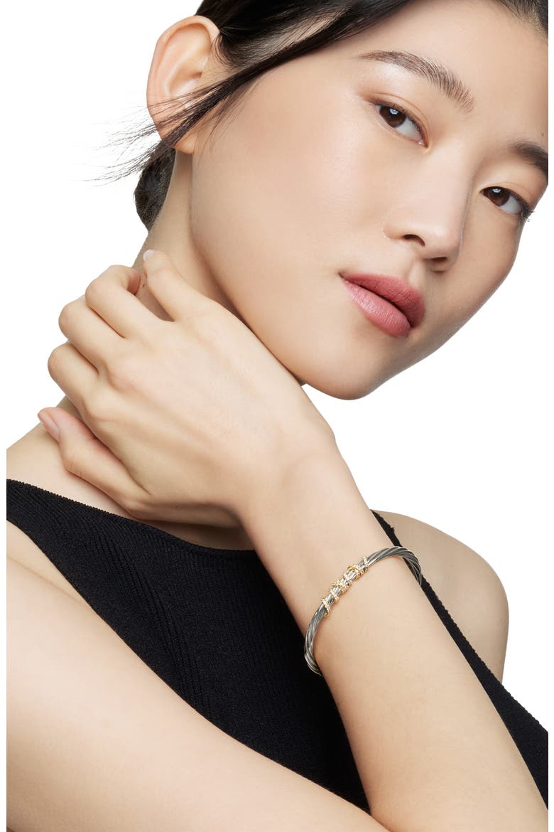 Helena Center Station Bracelet with Diamonds and 18K Gold, 4mm, Alternate, color, SILVER/ GOLD