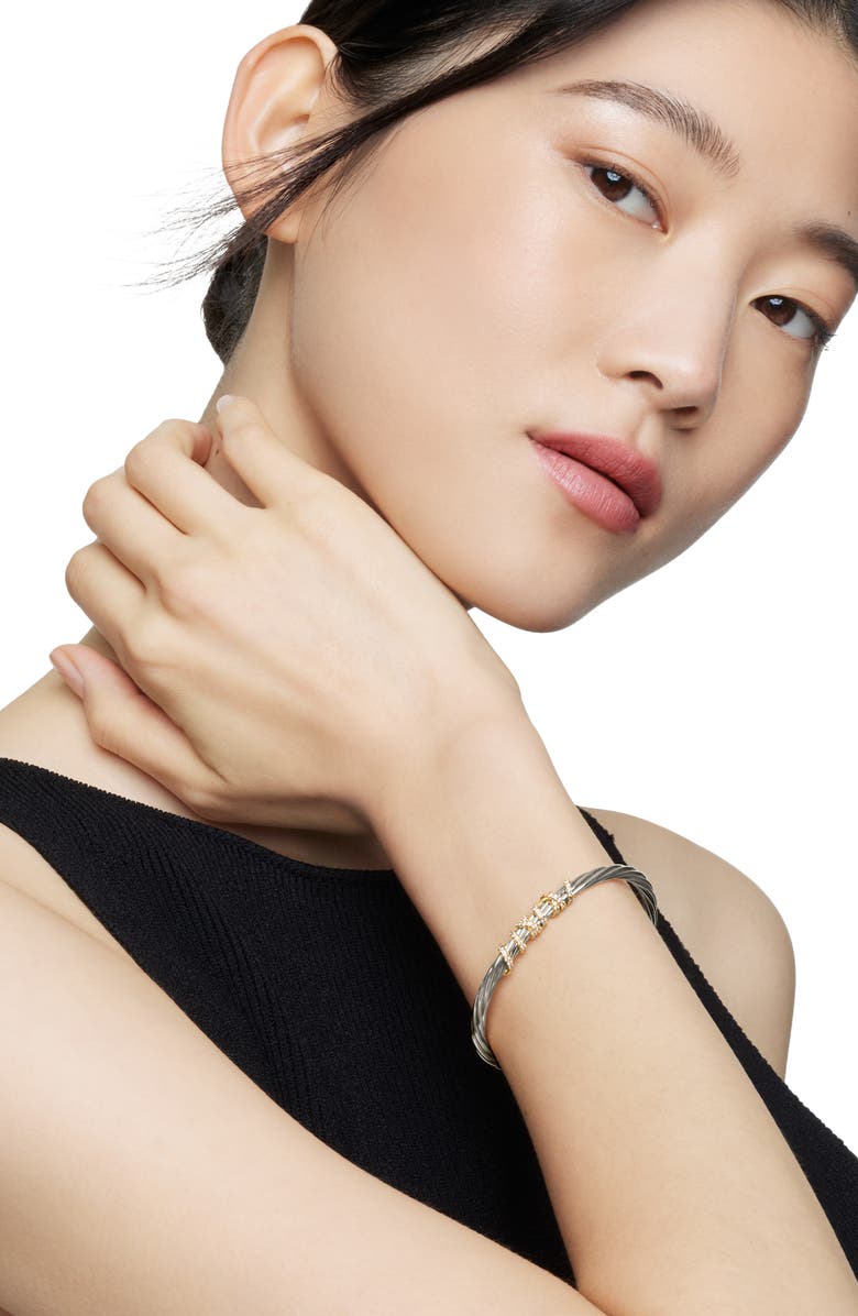 David Yurman Helena Center Station Bracelet with Diamonds and 18K Gold, 4mm, Alternate, color,