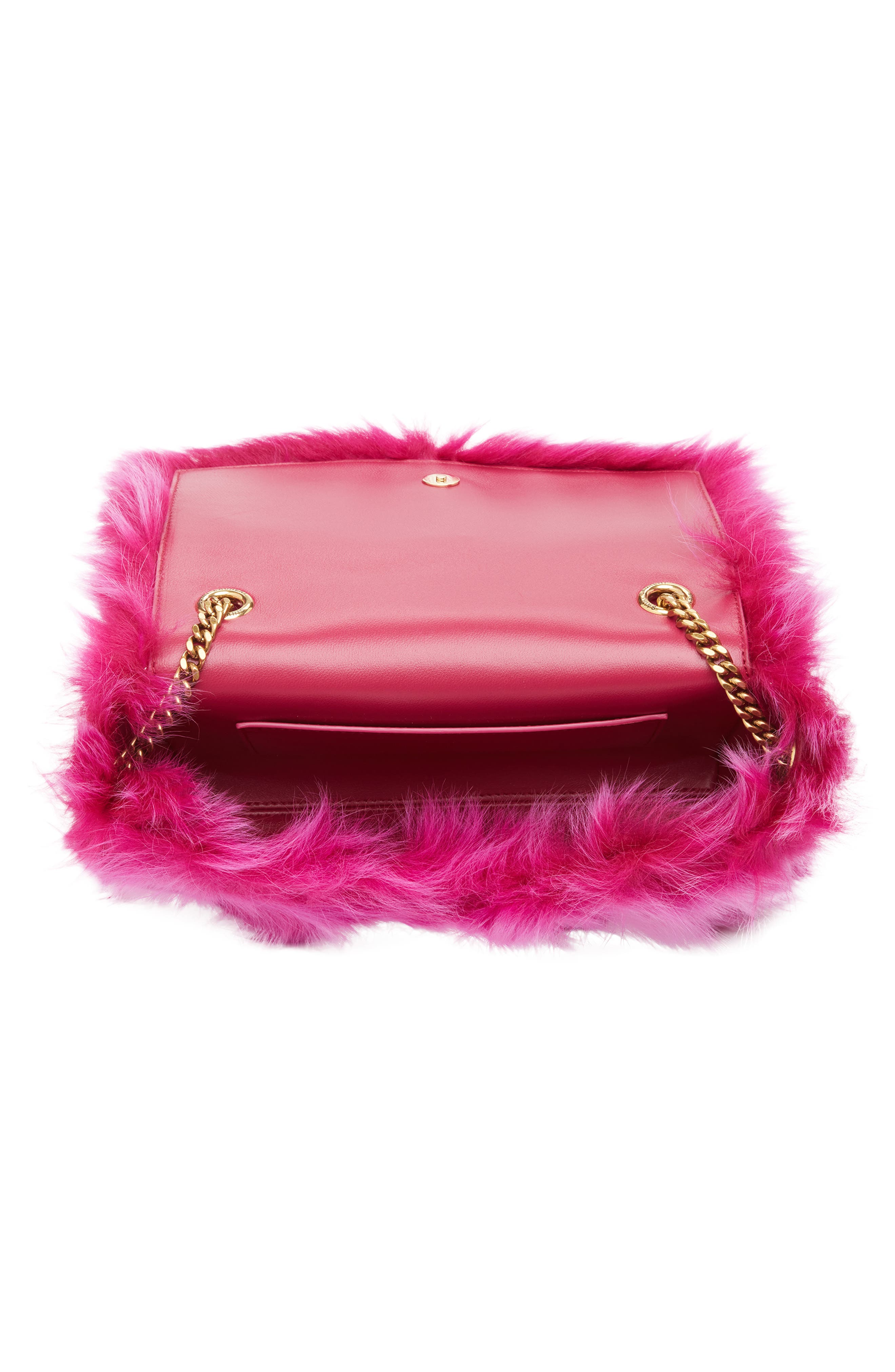 Saint Laurent KATE SML REV FUR SHLDR, Alternate, color, Magenta