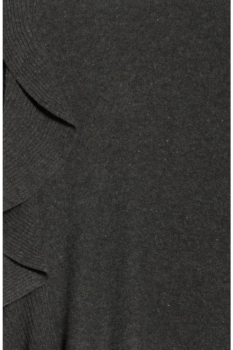 Ribbed Ruffle-Trim Cashmere Scarf, Alternate, color, CHARCOAL