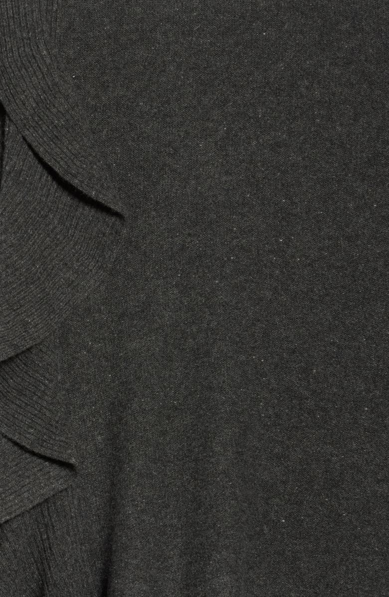 Portolano Ribbed Ruffle-Trim Cashmere Scarf, Alternate, color, Charcoal