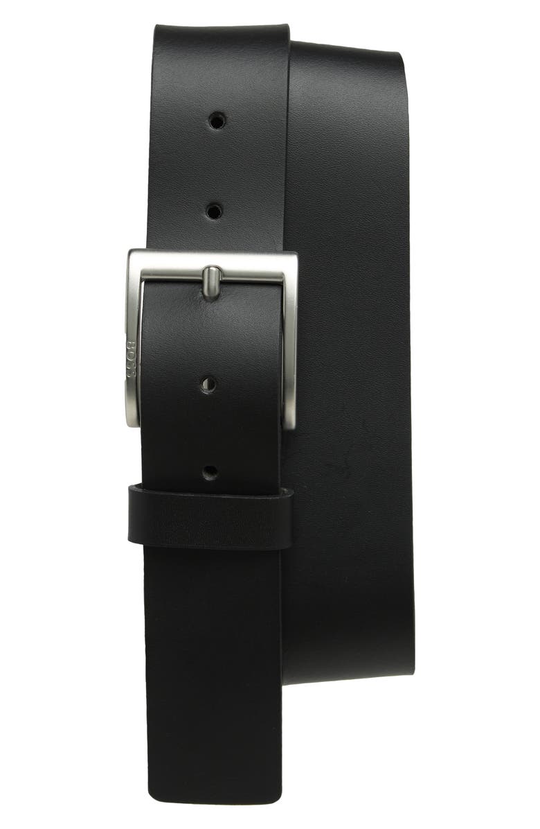 BOSS Umbe Casual Leather Belt, Main, color, Black