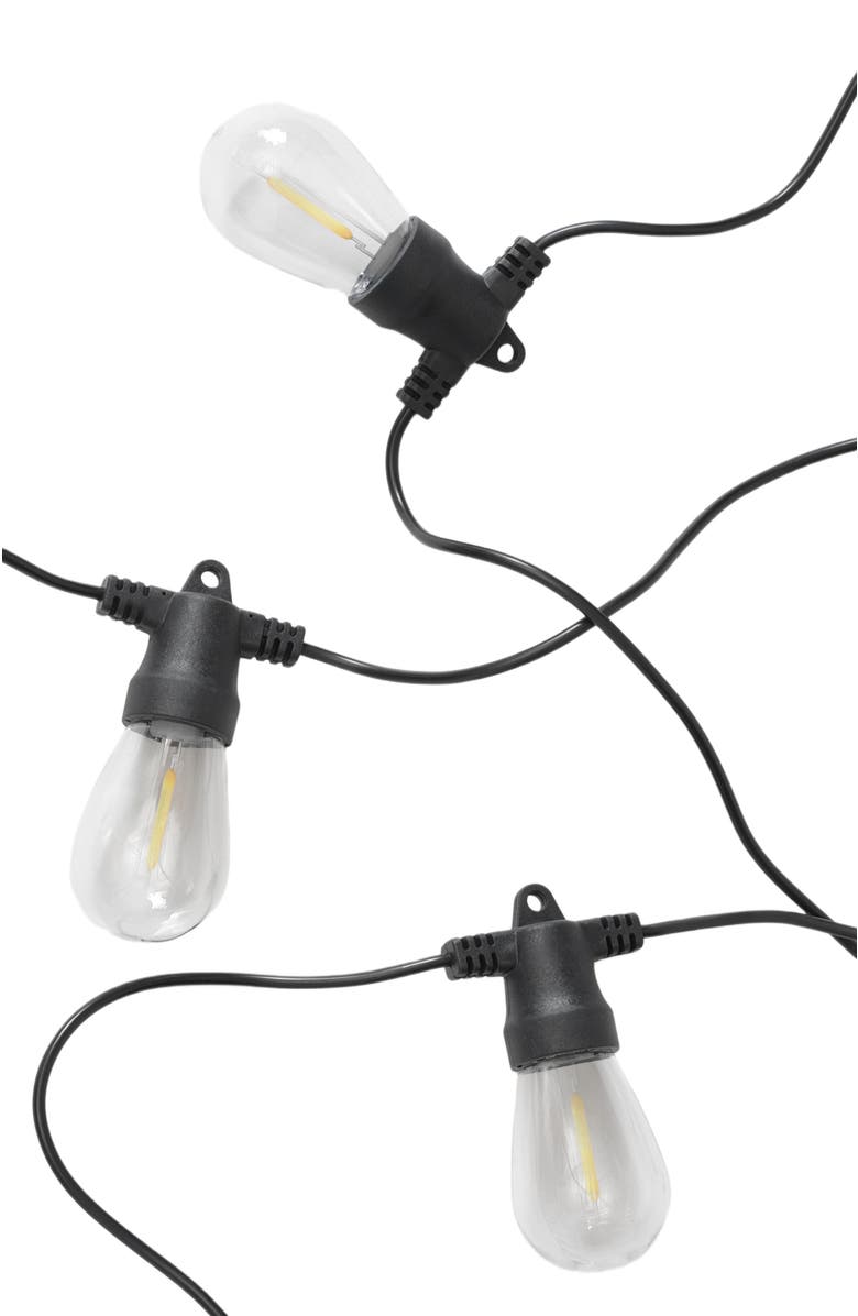 Brightech 27 ft or 48 ft, Solar‑Powered Heavy Duty LED Outdoor String Lights, Weatherproof and Shatterproof Bulbs, Main, color, 48 Ft 15 Bulbs | Soft White