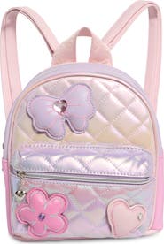 OMG Accessories Bow Appliqué Quilted Mini Backpack