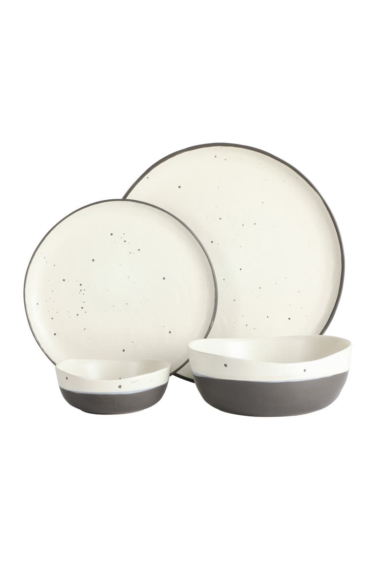 Rhinebeck 16-Piece Double Bowl Dinnerware Set, Alternate, color, White/Black