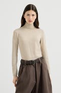 Brunello Cucinelli Sparkling cashmere and silk lightweight turtleneck sweater