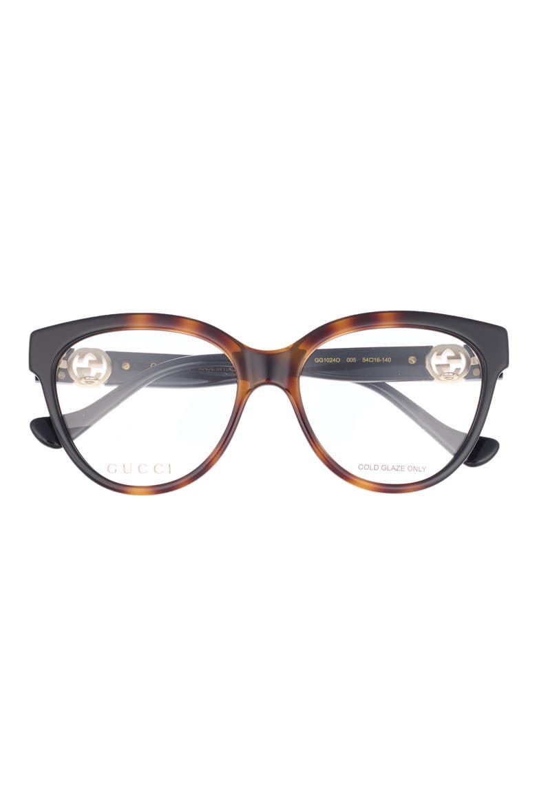 54mm Cat Eye Optical Frames, Main, color, HAVANA BLACK TRANSPARENT