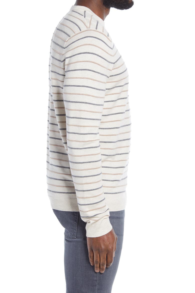 Stripe Crewneck Sweater, Alternate, color, BEIGE BURNT STRIPE