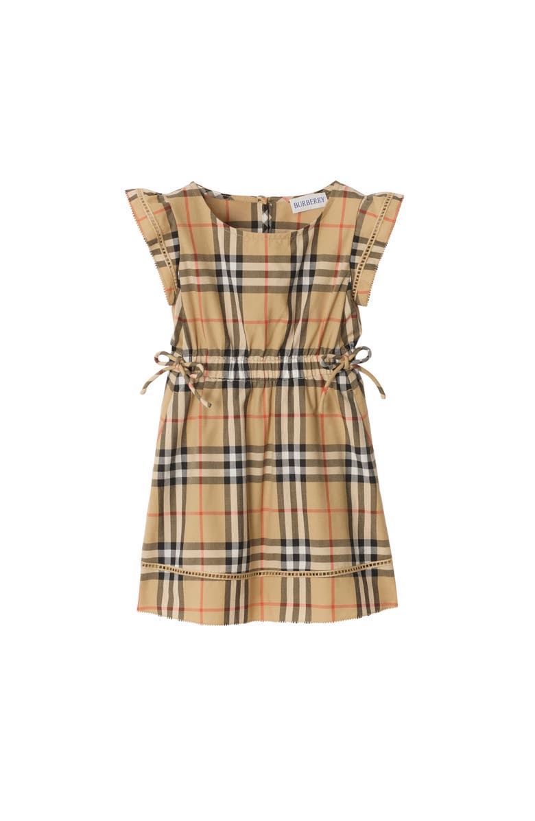 Burberry Check Cotton Dress, Main, color, Sand Beige