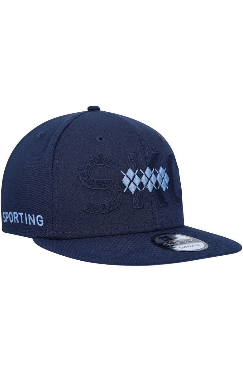 New Era Men's New Era Navy Sporting Kansas City Kick Off 9FIFTY Snapback Hat, Main, color, 