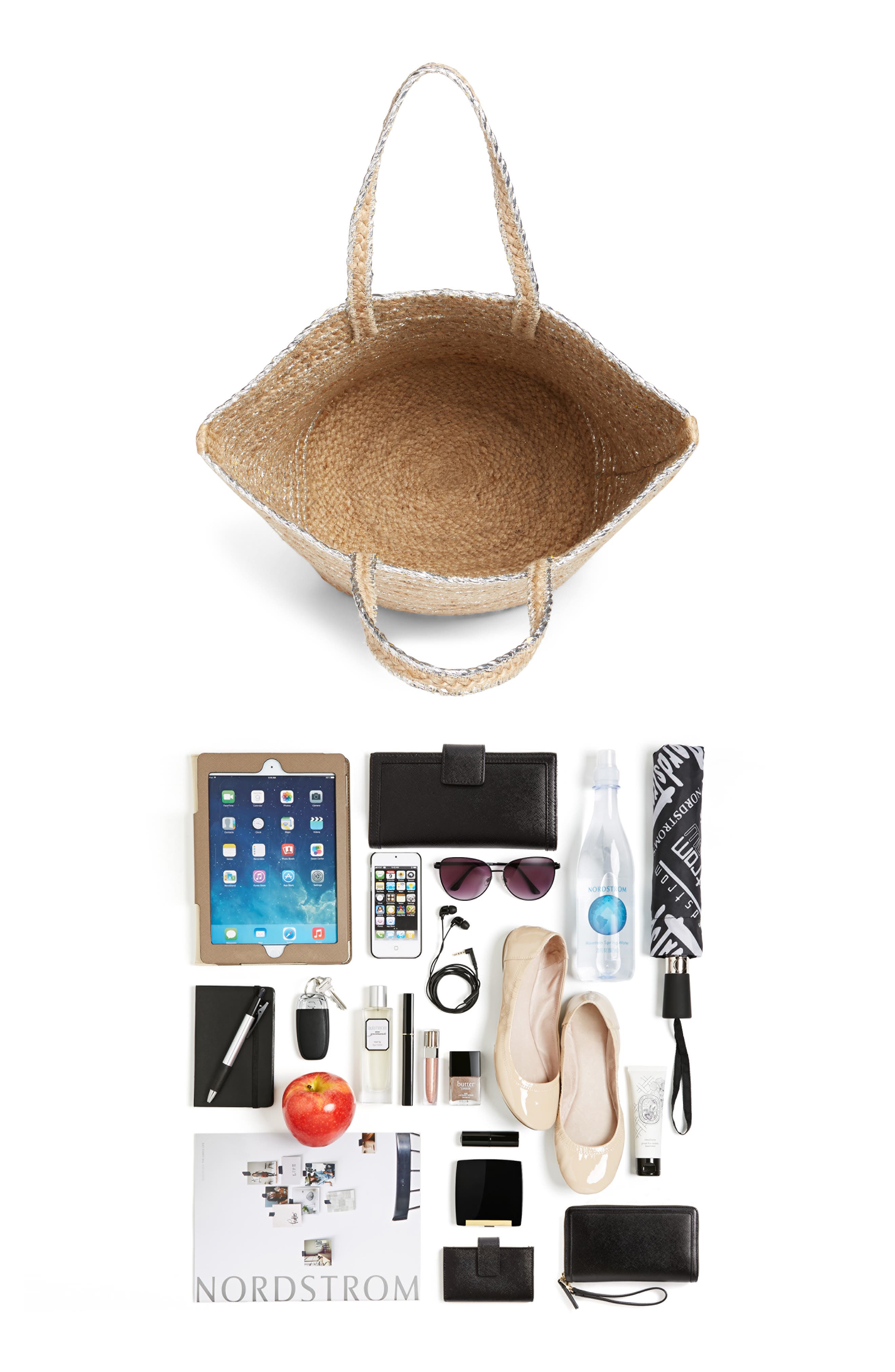 Shiraleah Veronica Metallic Woven Tote, Alternate, color, 