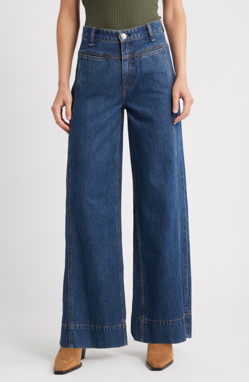 Rag & Bone Selah High Rise Tailored Wide Leg Jeans In Kenme In Blue