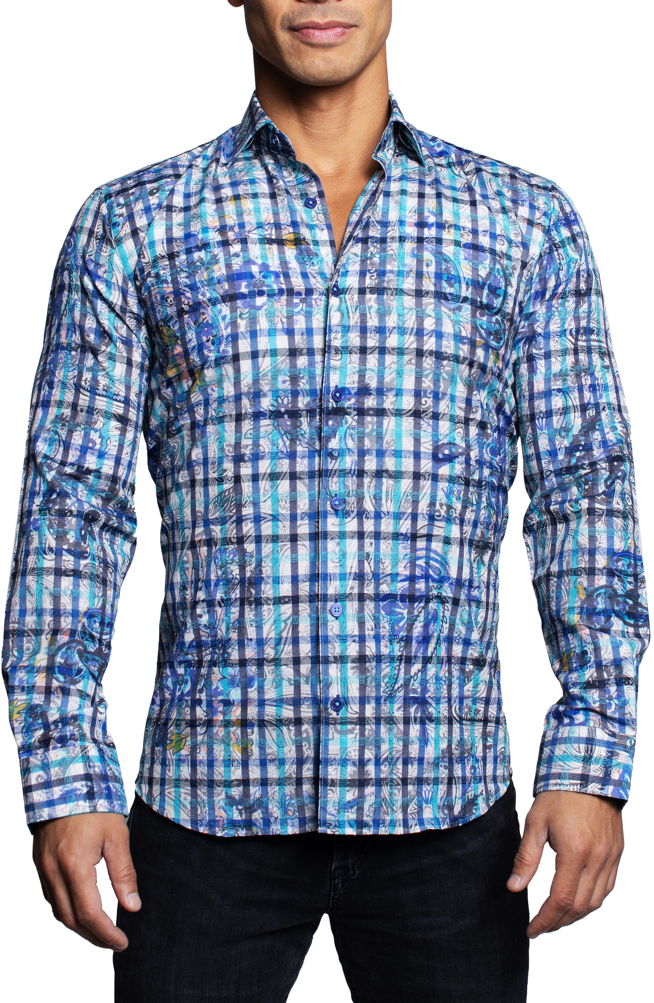 Maceoo Fibonacci Plaidflower Button-Up Shirt (Men) | Nordstromrack