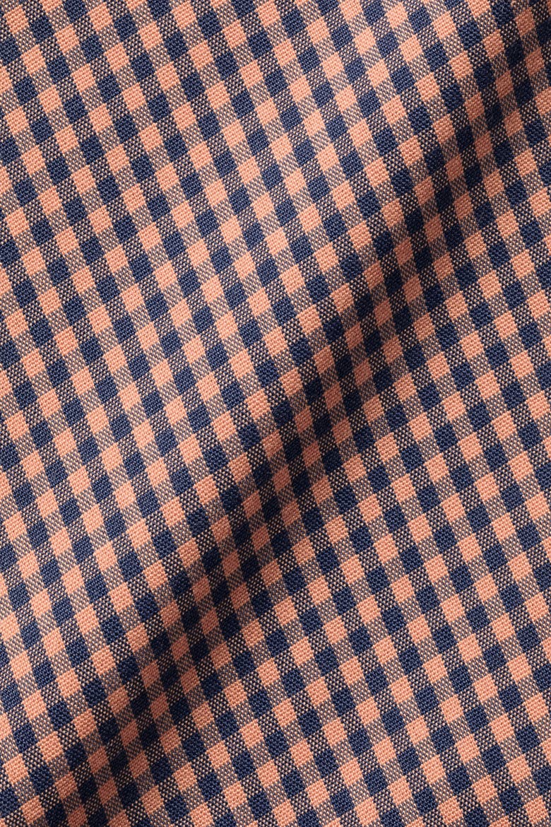 Slim Fit Light Button-Down Collar Non-Iron Stretch Poplin Mini Gingham Short Sleeve Shirt, Alternate, color, Light Coral Pink