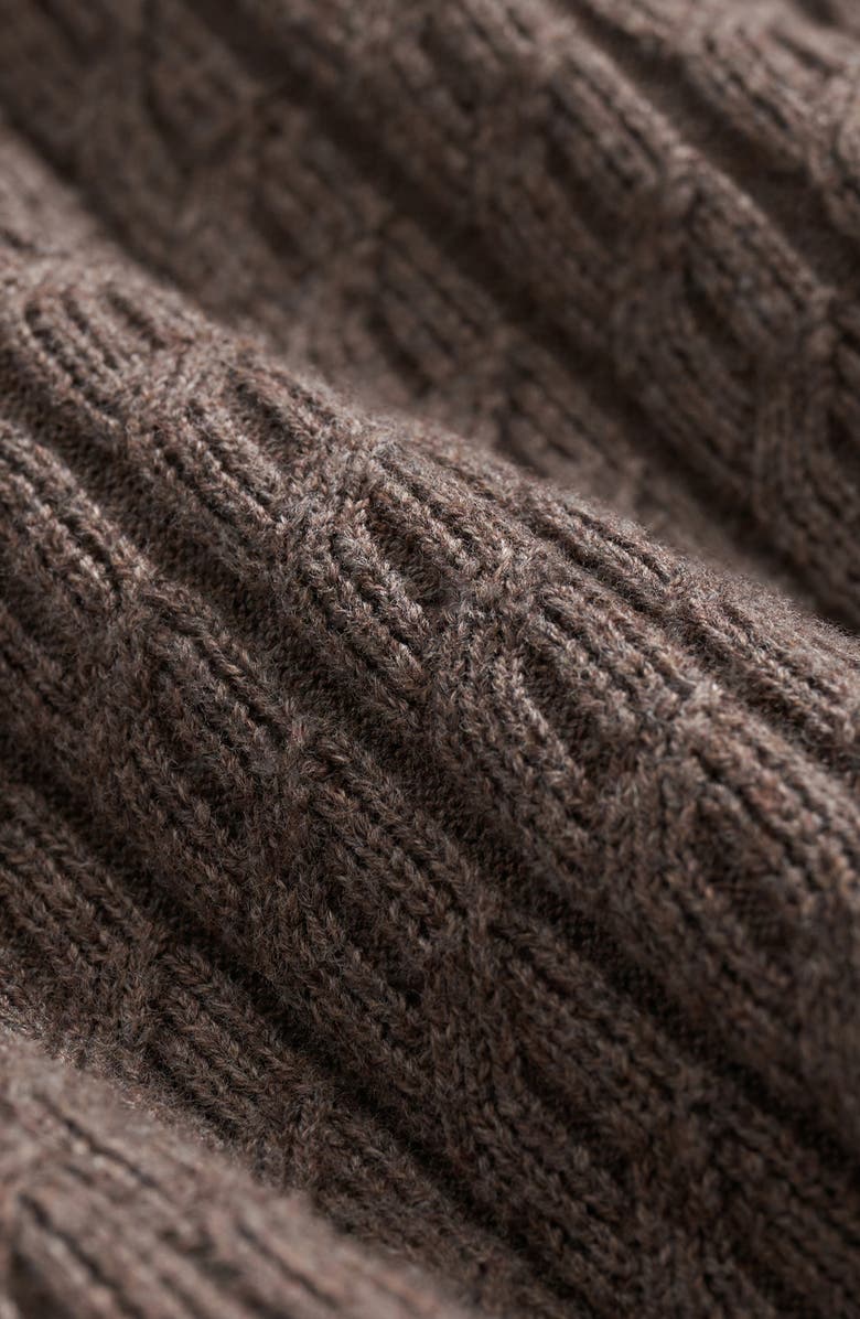 Brooks Brothers Mini Cable Cotton Cardigan, Alternate, color, Brown