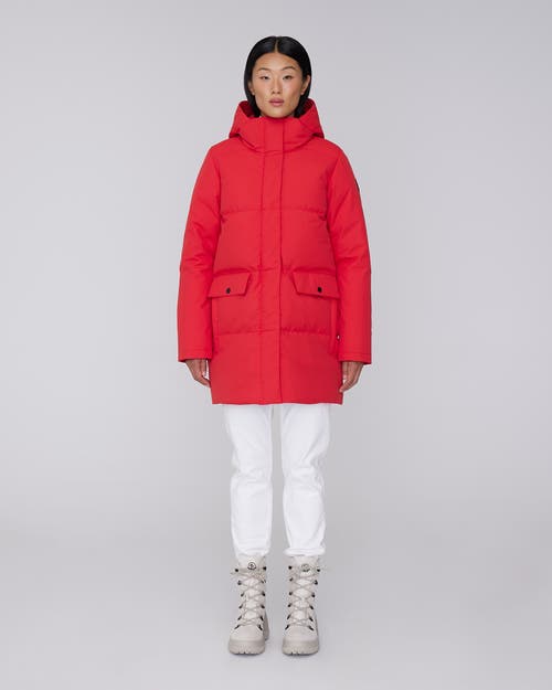 Quartz Co. Chloe | Hooded Down Winter Jacket In Fiery Red