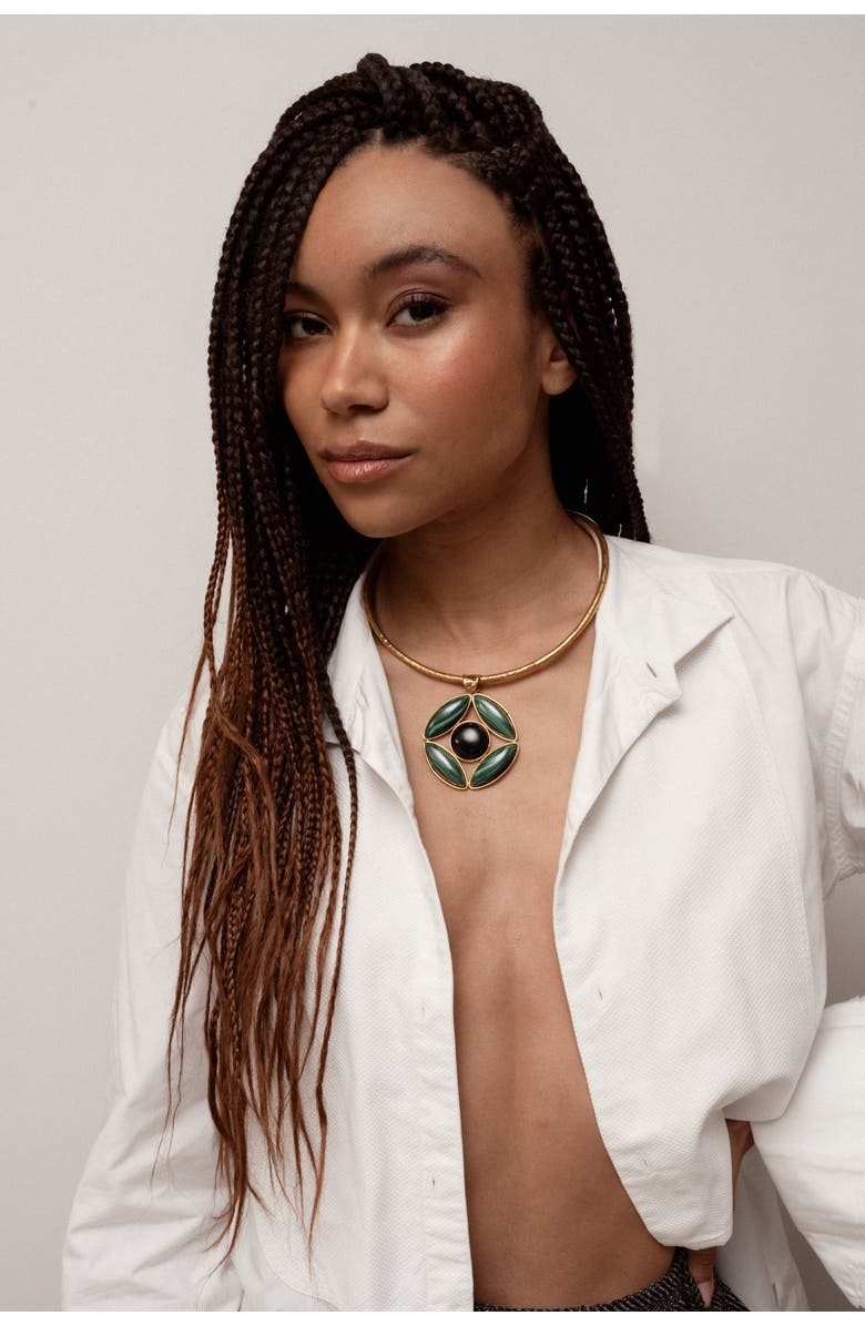 SYLVIA TOLEDANO Marquise Necklace, Alternate, color, Malachite/Black Onyx