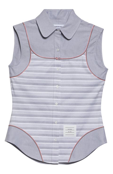 Bodysuit Effect Sleeveless Oxford Shirt