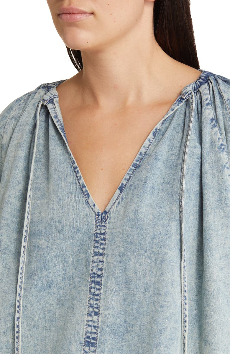 FRAME Tie Neck Denim Top, Alternate, color, Aries