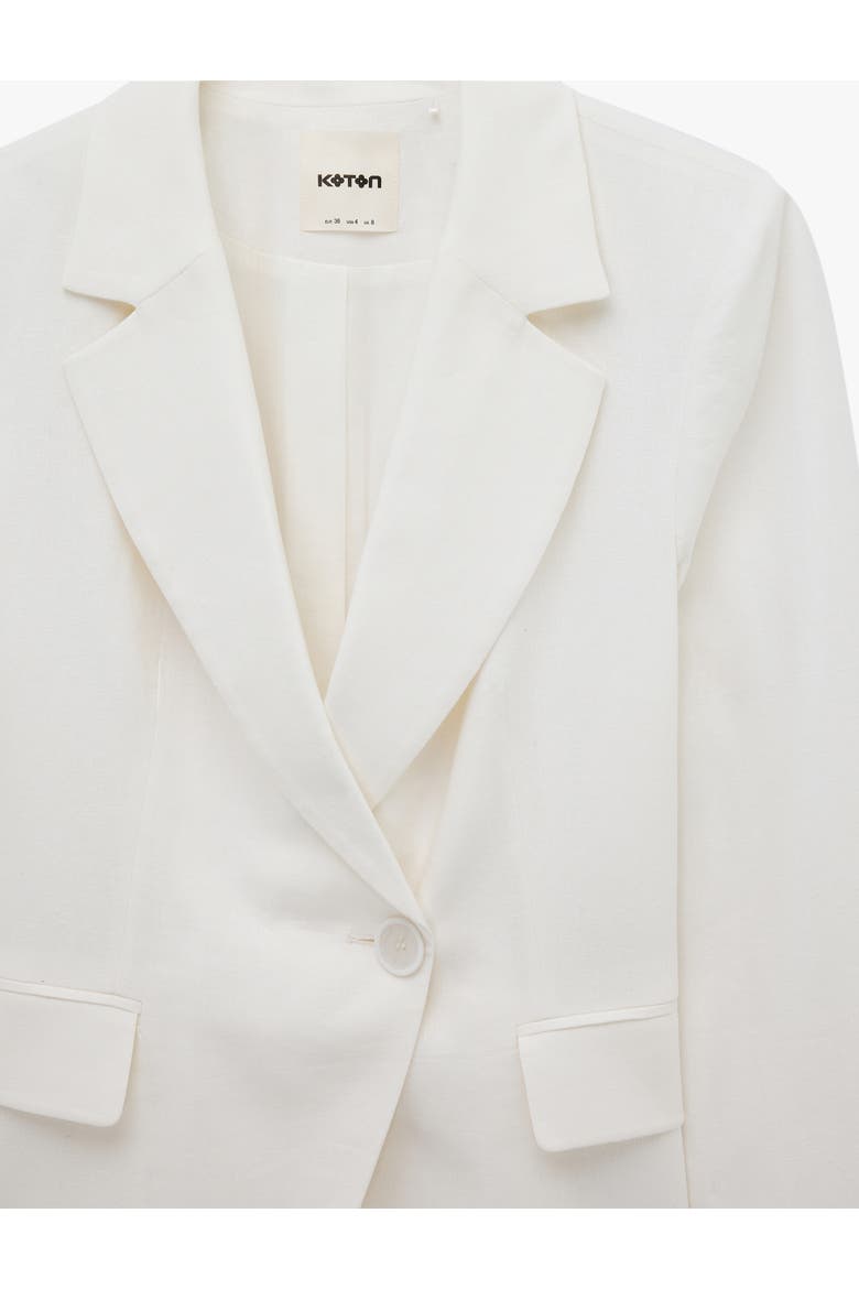 Linen Blend Tailored Notched Collar Blazer, Alternate, color, WHITE