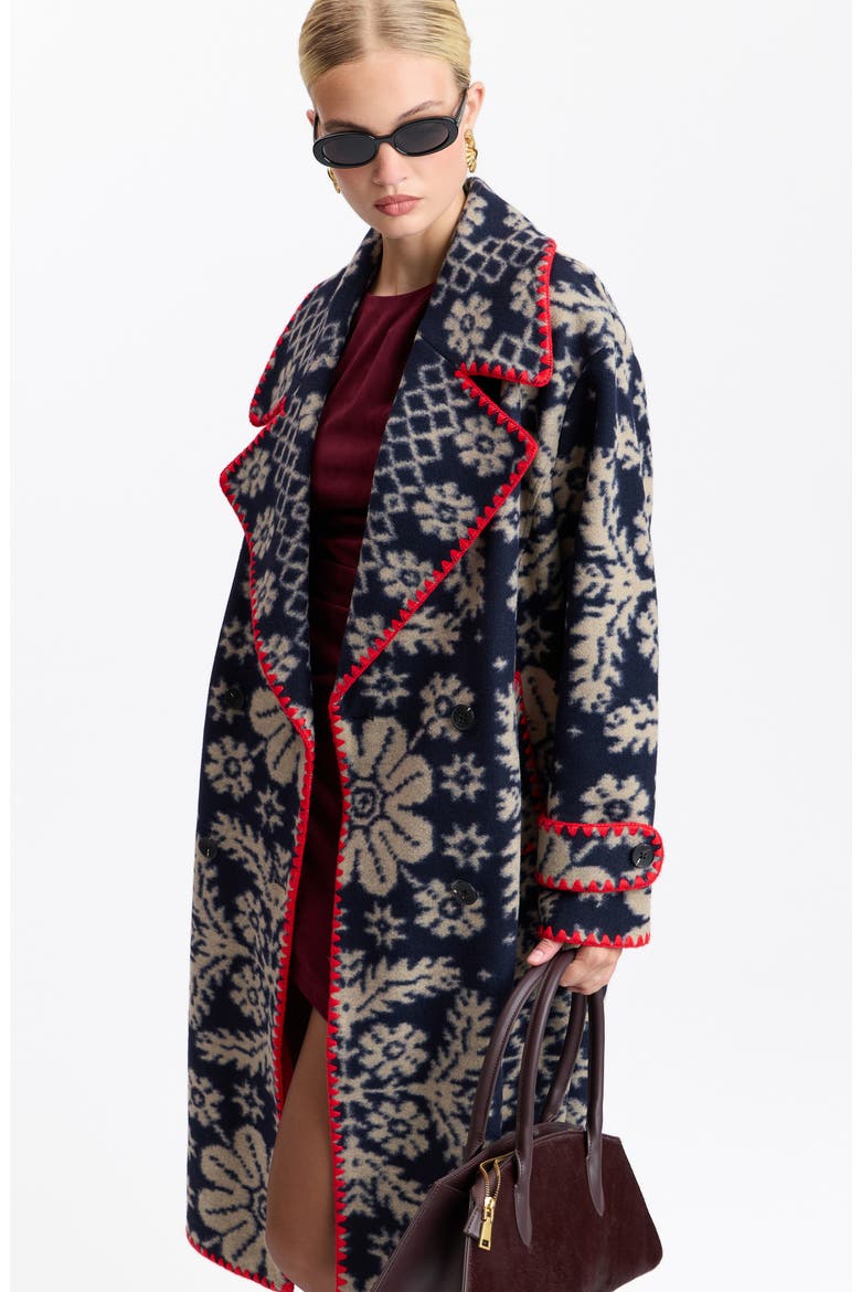 Whipstitched Oversized Jacquard Peacoat, Alternate, color, FOLK PAISLEY