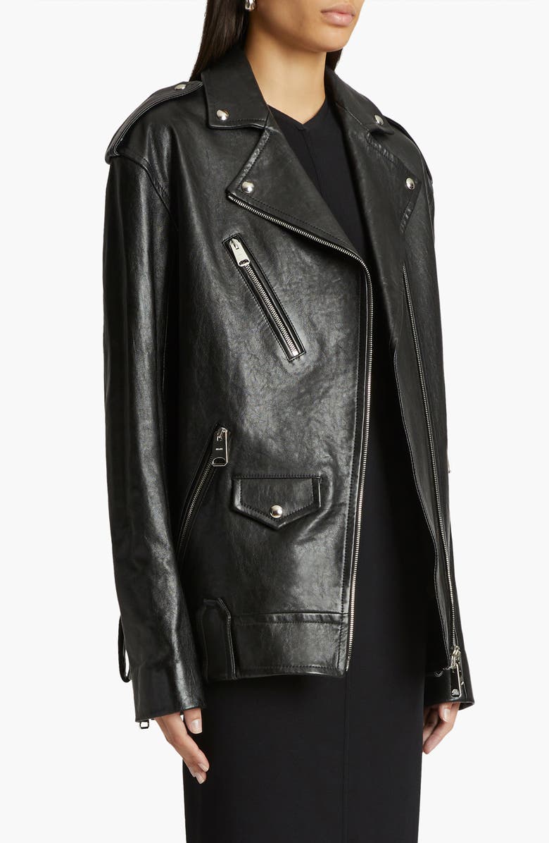 Khaite Hanson Leather Moto Jacket, Alternate, color, 