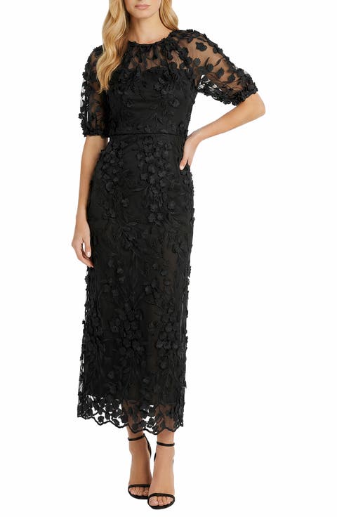 Illusion Floral Appliqué Gown