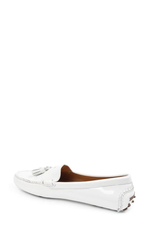 Patricia Green Jordan Moc Toe Tassel Loafer In White Patent