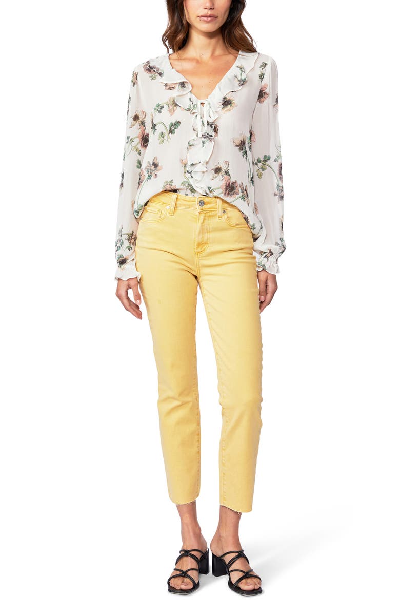PAIGE Cindy Raw Hem Crop Straight Leg Jeans, Alternate, color, Yellow