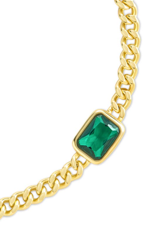 Sterling Forever Tali Crystal Curb Chain Bracelet In Gold