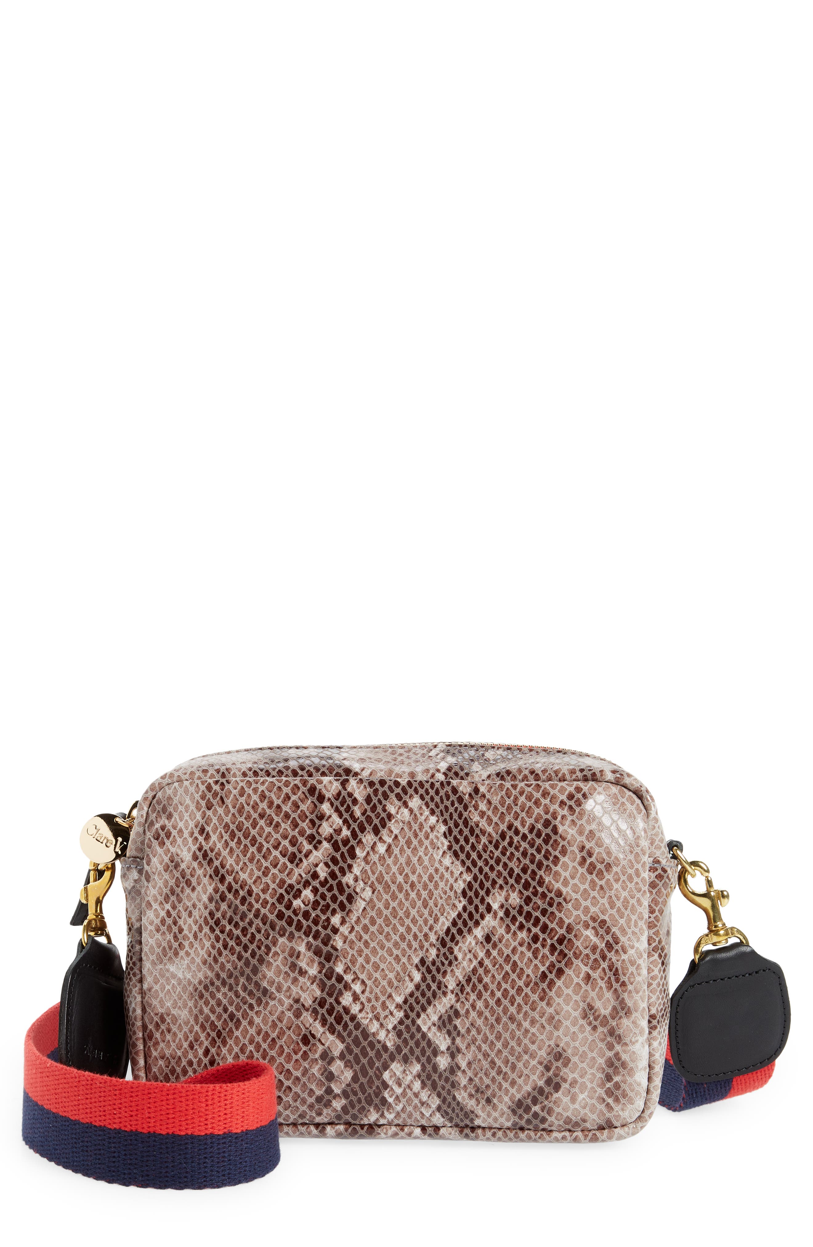 Midi Sac Croc Print Leather Crossbody Bag, Main, color, GREY