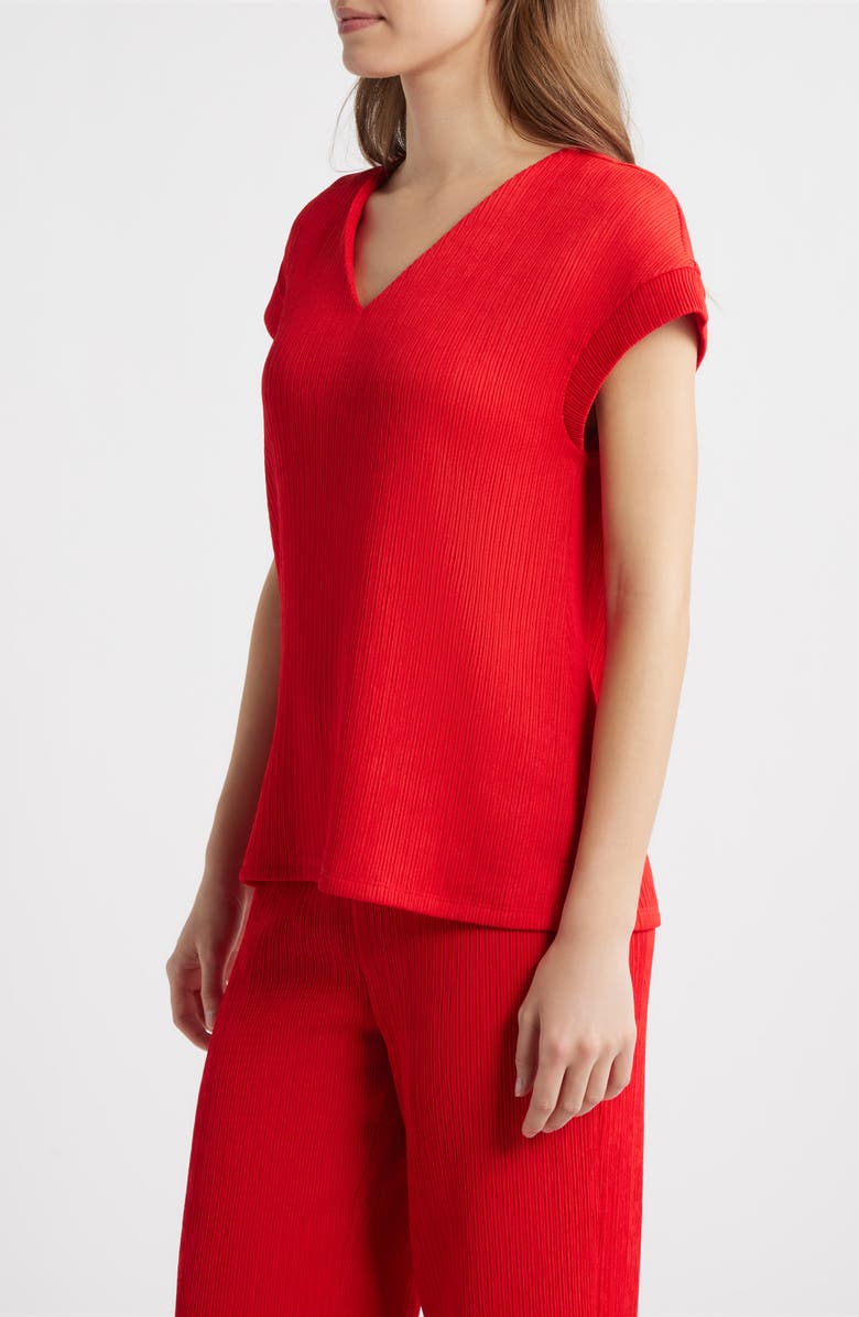 Anne Klein Knit V-Neck Top, Alternate, color, Begonia Red