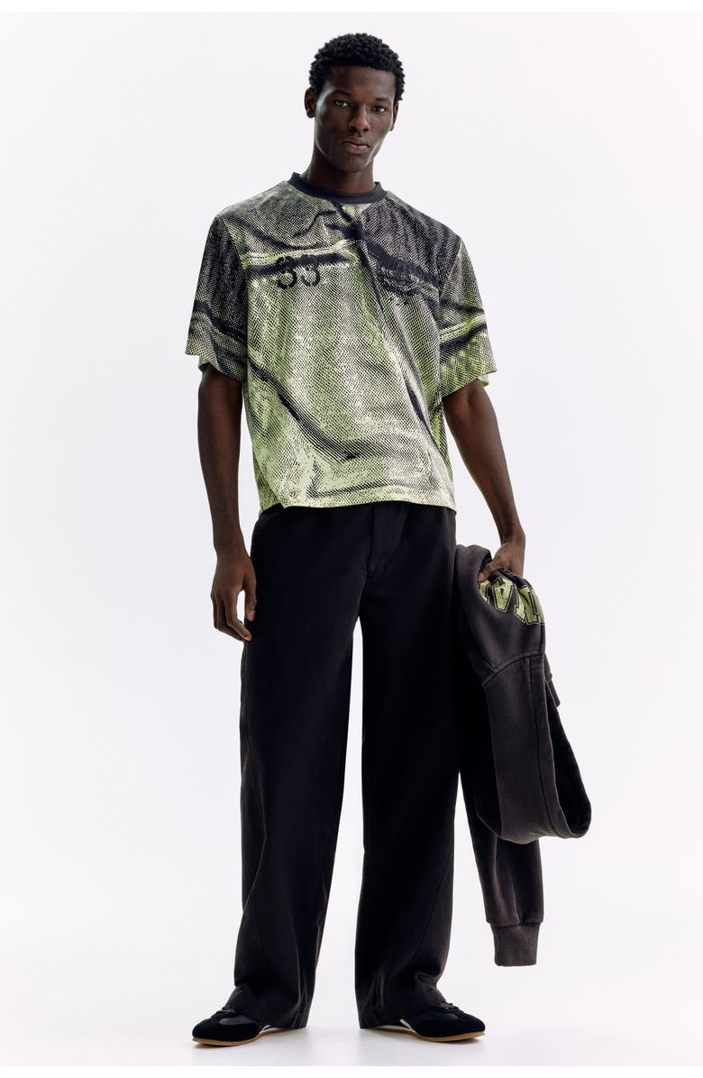 H&M Oversized Fit Boxy-style Printed T-shirt, Alternate, color, Light Green/33