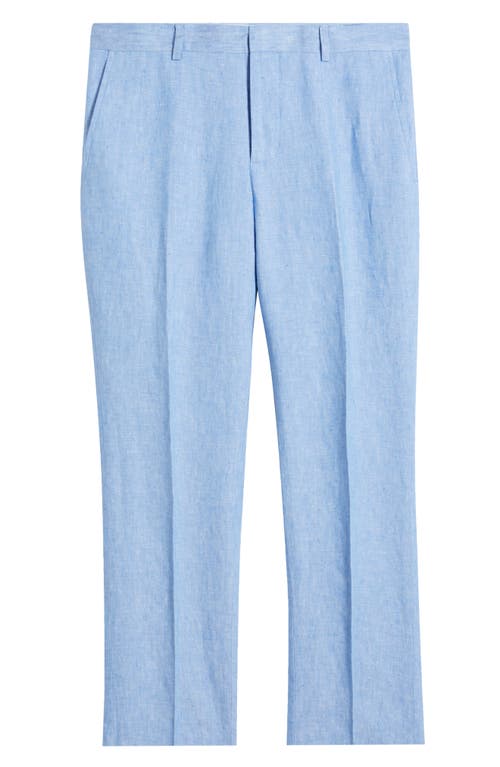 Nordstrom Trim Fit Flat Front Linen Dress Pants In Blue Hydrangea