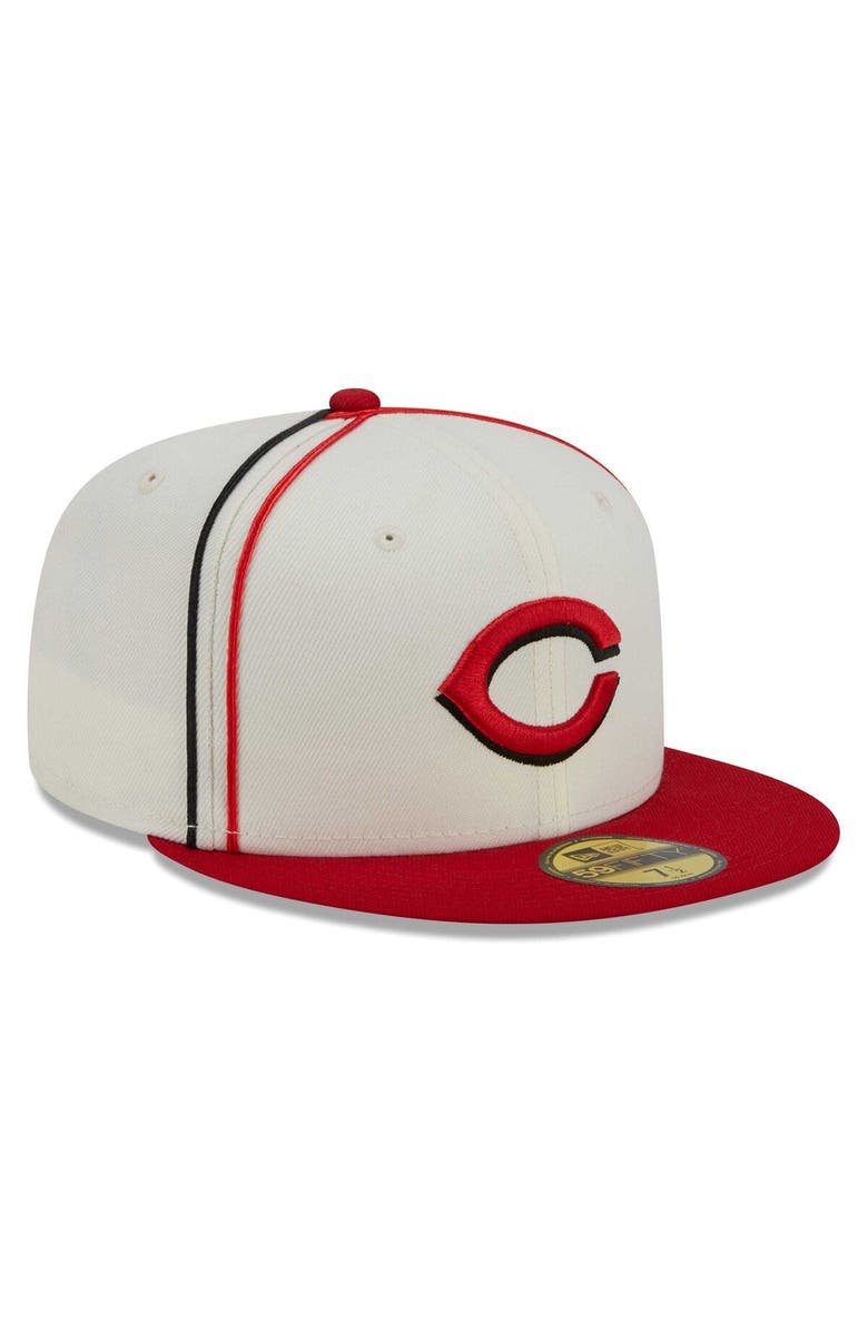 New Era Men's New Era  Cream/Red Cincinnati Reds Chrome Sutash 59FIFTY Fitted Hat, Alternate, color, 