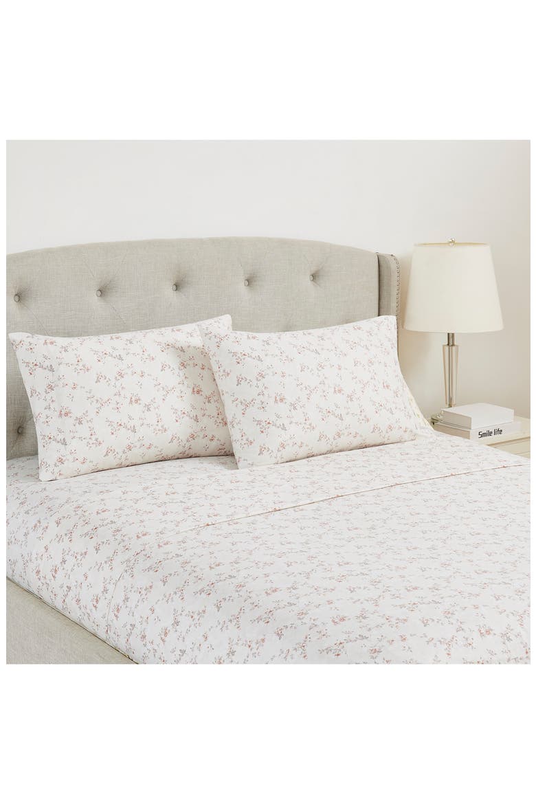 Rose Print Microfiber Sheet Set, Alternate, color, CLAY