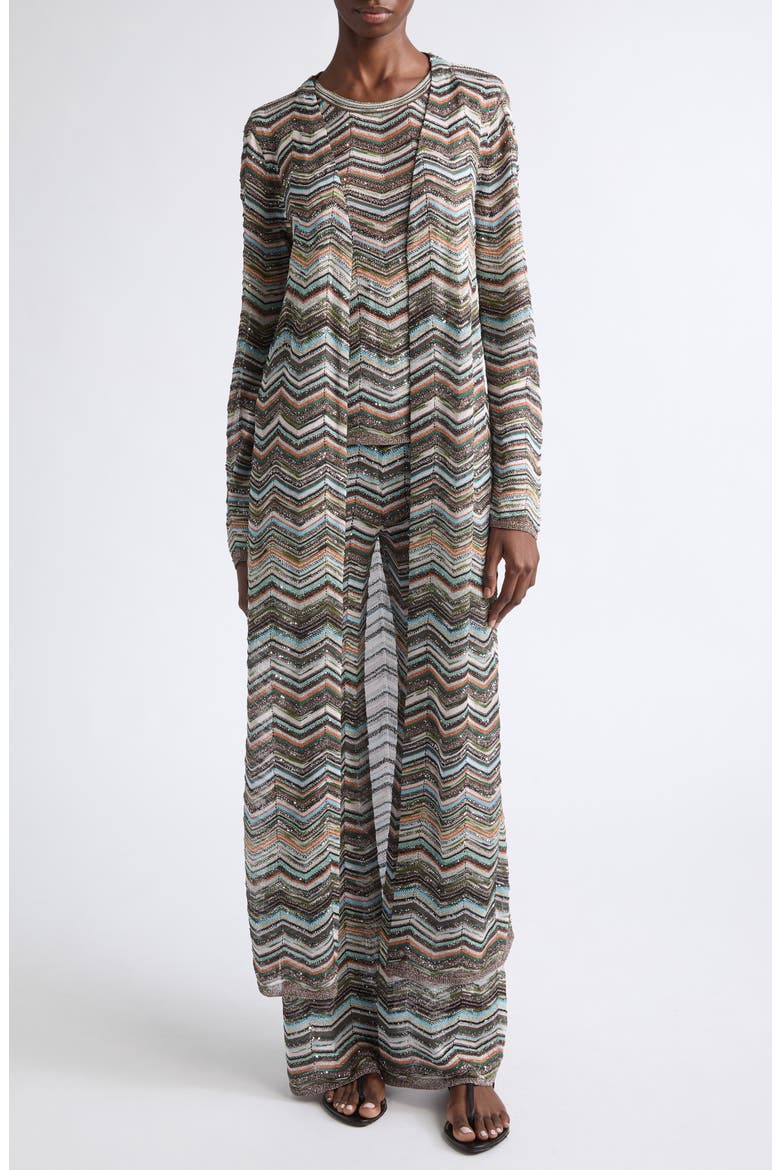 Sequin Metallic Zigzag Stripe Sweater Pants, Alternate, color, BLACK MULTI
