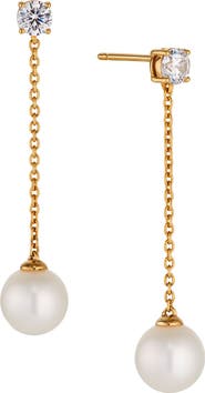 Nadri Pearl & Cubic Zirconia Linear Drop Earrings