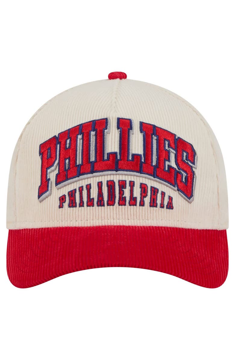 New Era Men's New Era  Cream/Red Philadelphia Phillies Sided Corduroy 9FORTY A-Frame Adjustable Hat, Alternate, color, Cream