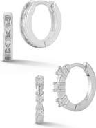 GLAZE JEWELRY Set of 2 Cubic Zirconia Huggie Hoop Earrings