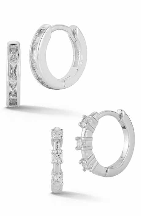 Set of 2 Cubic Zirconia Huggie Hoop Earrings