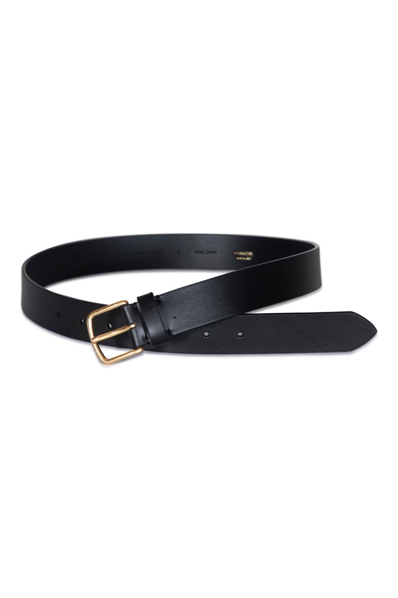 Kaia Leather Belt, Alternate, color, BLACK