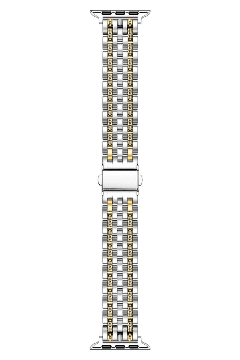 Remy Rhinestone & Stainless Steel Apple Watch® Watchband, Main, color, SILVER/ GOLD