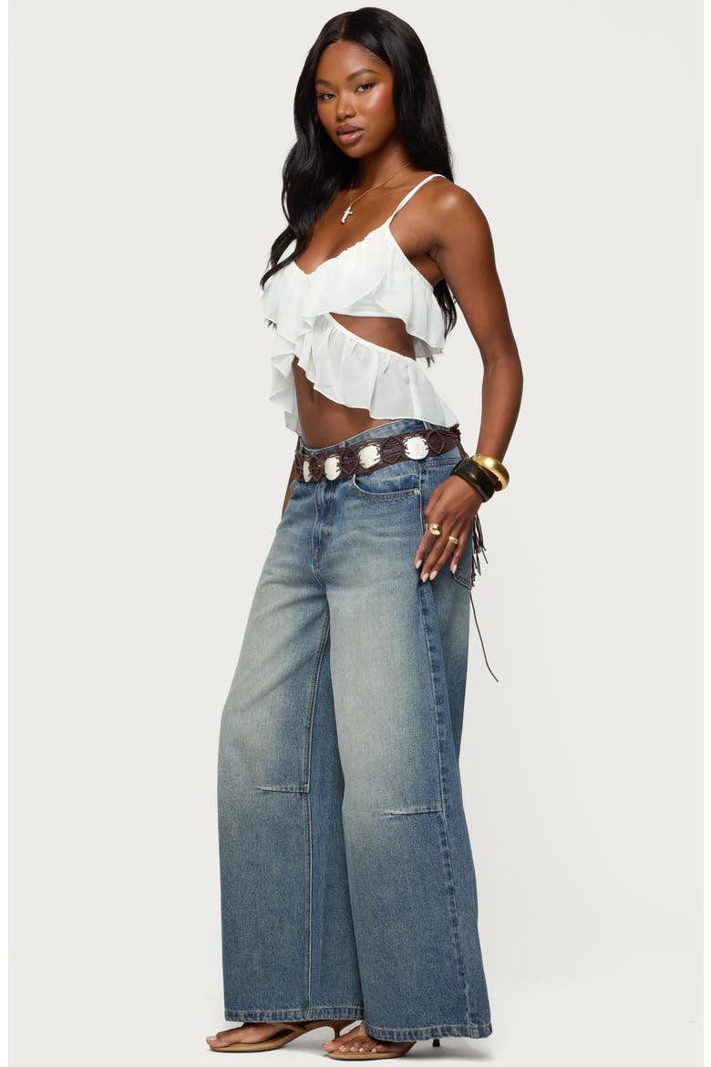 Ruffle Cutout Chiffon Camisole, Alternate, color, WHITE