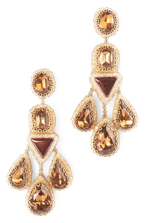 Bahen Glass Stone Drop Earrings