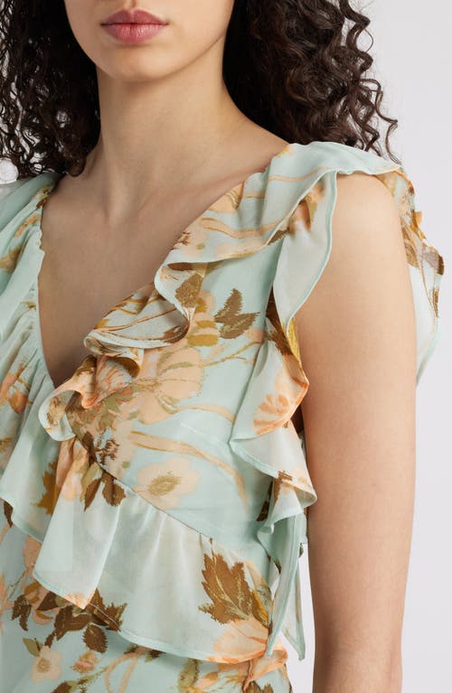 Chelsea28 Cap Sleeve Cascading Ruffle Gown