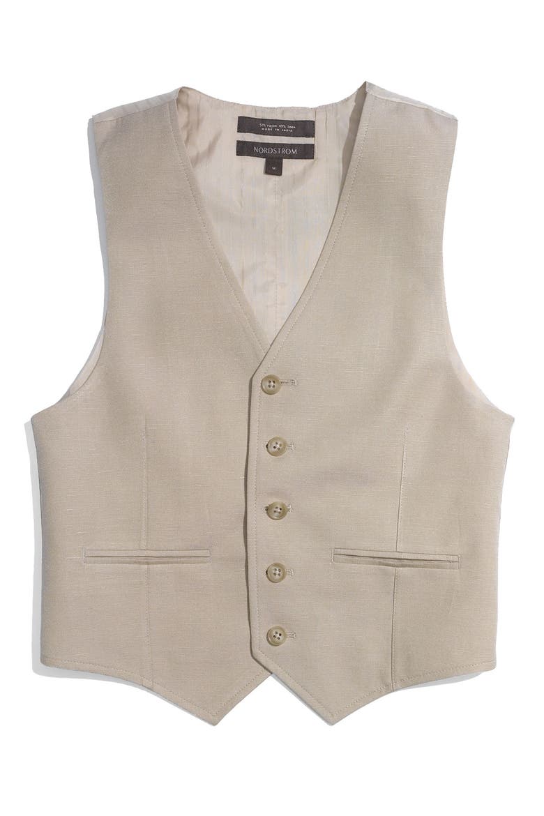Linen Blend Vest, Main, color, NATURAL